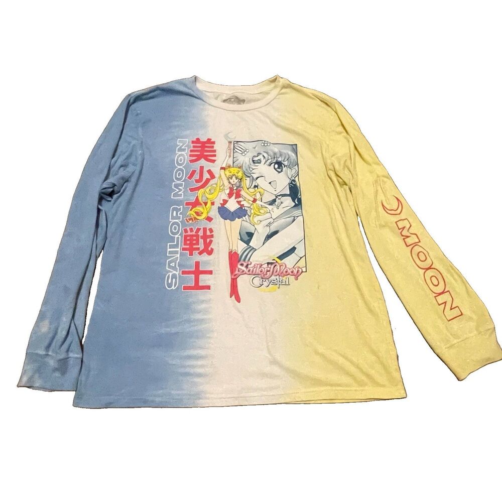 Sailor Moon Crystal Shirt XL Long Sleeve Tie Dye Anime Graphic Tee Hot Topic Men